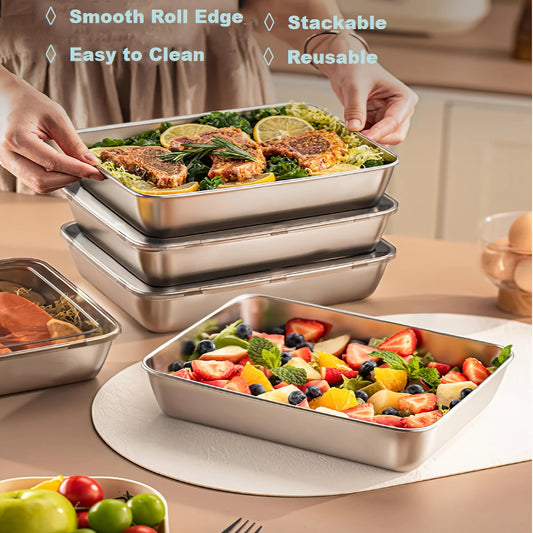 3-Piece Stainless Steel Food Container Set with Lids