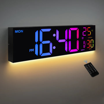 16" Large Digital LED Wall Clock with Remote Control